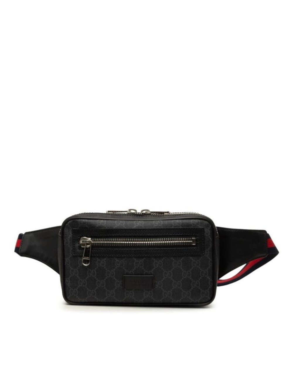 Gucci GG Supreme Sherry Line Belt Bag Black Gray Leather
